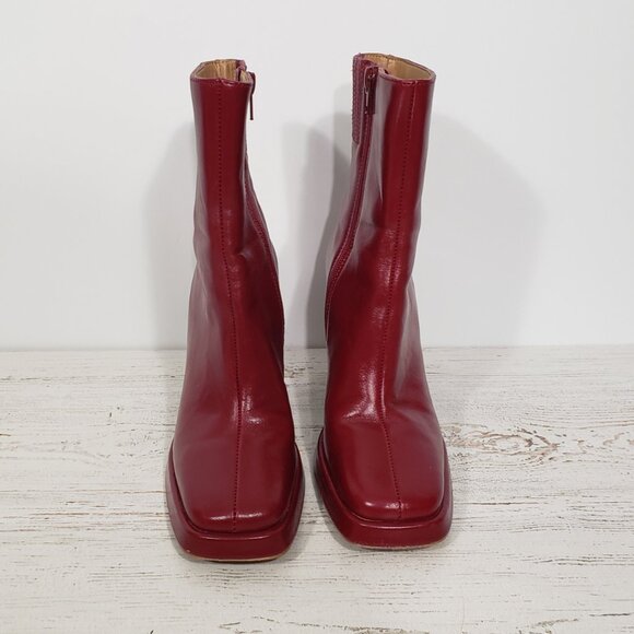 Steve Madden Freya Red Wine Leather Platform Bootie Women's Size 6M - Picture 9 of 10